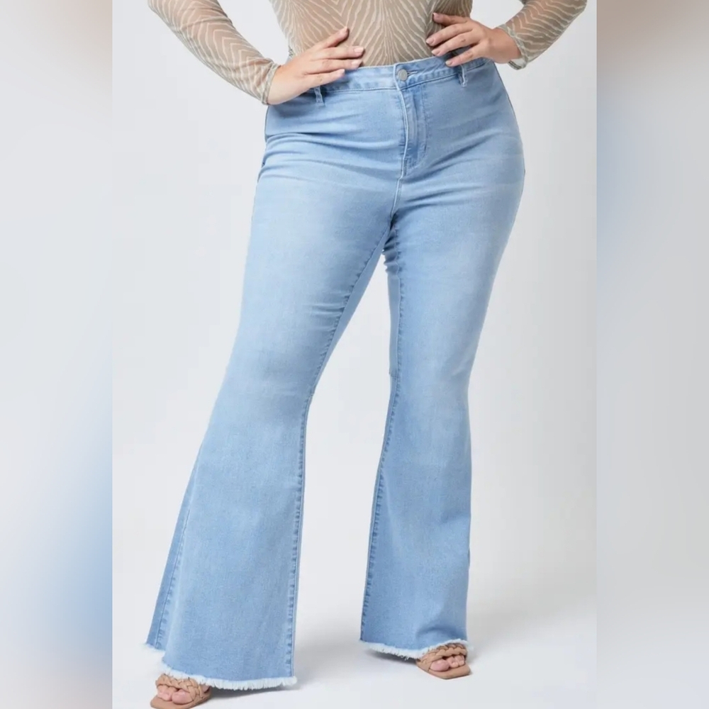 YMI Light Blue Flare Jeans.    Waist 19 Rise 12  Inseam 33